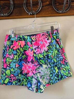 Lilly Pulitzer Neon Floral High-Waist Shorts